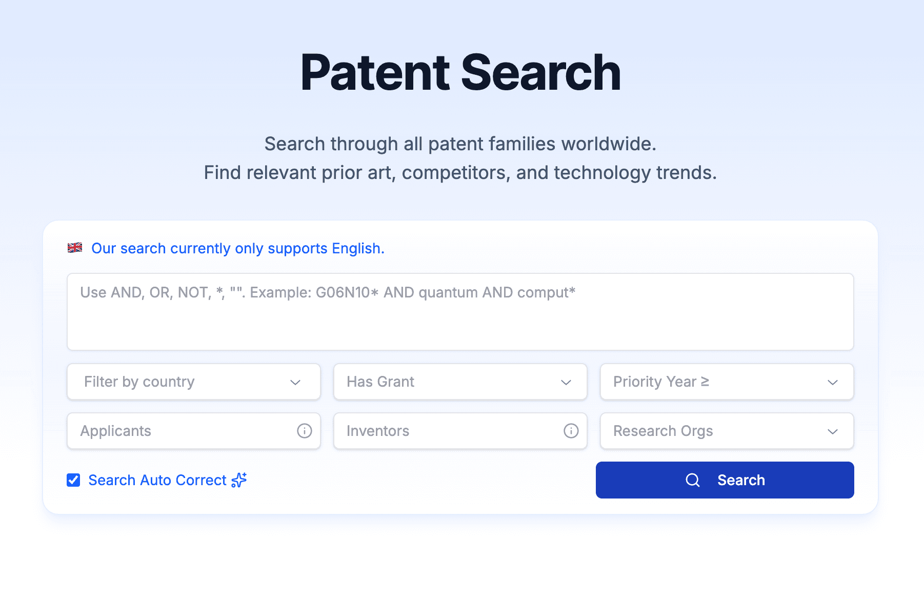 Patent Search screenshot